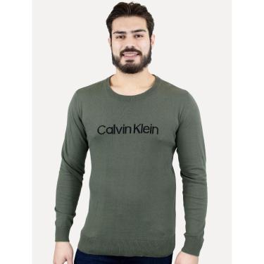 Imagem de Suéter Calvin Klein Masculina Tricot Front Logo Verde Militar-Masculino