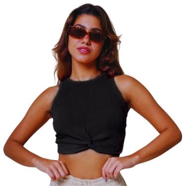 Imagem de Cropped Regata Com Torção Riu Kiu Preta 10635-Feminino