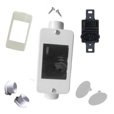 Imagem de KIT Interruptor C/Tomada 10a Preto + Condulete Sobrepor 4/2pol + Placa + Adaptadores 1/2pol (Branco)
