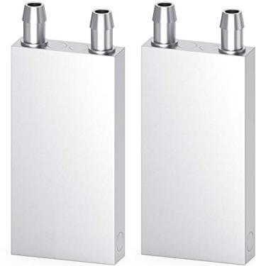 Imagem de DIYhz — Bloco de resfriamento de água de alumínio, sistema de dissipador de calor líquido para computador CPU Graphics Radiator Heatsink Endothermic Head Silver 2 peças (40 mm x 80 mm x 12 mm)