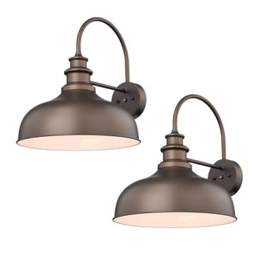 Imagem de Bestshared Luzes de celeiro de pescoço de ganso do crepúsculo ao amanhecer, cúpula antiferrugem de casa de fazenda, arandela de parede externa, montagem na parede, luminária de porta frontal para