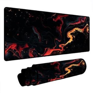 Imagem de Mouse Pad Gamer Speed Extra Grande Desk Pad Profissional Premium Com Borda Costurada 90x50 - Liquid Preto Laranja