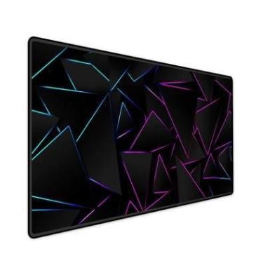 Imagem de Mouse Pad Gamer Speed Extra Grande Desk Pad Profissional Premium Com Borda Costurada 90x40  - Triangulo Neon Roxo