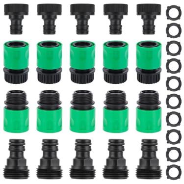 Imagem de 20 peças de acessórios de conexão rápida de mangueira de água de plástico, acessórios de conexão rápida para mangueira de jardim, adaptador de encaixe de plástico para mangueira de 3/4 polegadas GHT