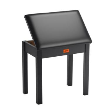 Imagem de Banco de piano com armazenamento – Banco de teclado de madeira maciça com assento acolchoado e estante embutida, almofada de alta densidade