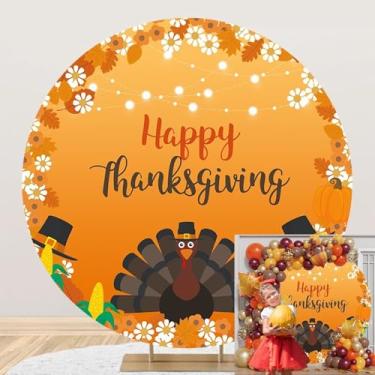 Imagem de OERJU Feliz Dia de Ação de Graças Capa de Fundo Redondo Folha de Bordo de Peru Abóbora para Fotografia Outono Colheita Dia de Ação de Graças Decoração de Festa Suprimentos Arco Foto Cabine Pano de