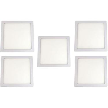 Imagem de Kit 5 Painel Plafon Slim Led 24w Embutir Quadrado 30cm Alumínio Bivolt Luz Branco Quente 3000k