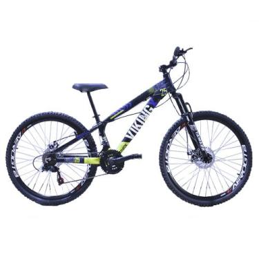 Imagem de Bicicleta Vikingx Aro 26 Câmbios 21V Importado Aero Preto Amarelo com 