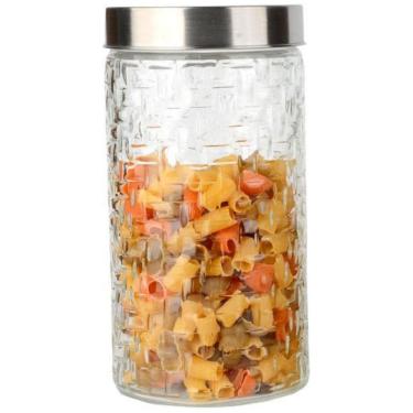 Imagem de Conjunto 3 Potes Vidro Rattan Tampa Inox 800/1200/1700Ml