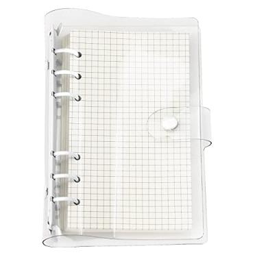 Imagem de A6 A5 6 furos, capa colorida de PVC com anel redondo e fecho de botão de pressão, pasta de arquivo para folhas soltas, refil de caderno (branco neve, conjunto mini A6)