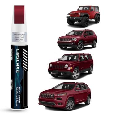 Imagem de COSLAKE Tinta de retoque de carro (pérola de cristal vermelho cereja profunda (PRP/JRP)) para Jeep, kit de reparo de arranhões de pintura de carro, solução rápida e fácil de reparar, caneta removedor