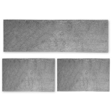 Imagem de Kit Cozinha 3 Pçs Classic Tapete Passadeira Shaggy Antider. Cinza