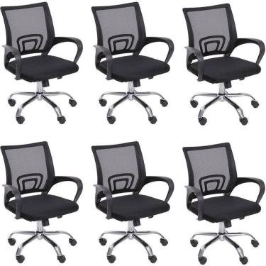 Imagem de Kit 6 Cadeiras para Escritório Diretor Tela Mesh com Relax Tok 3310 Preto