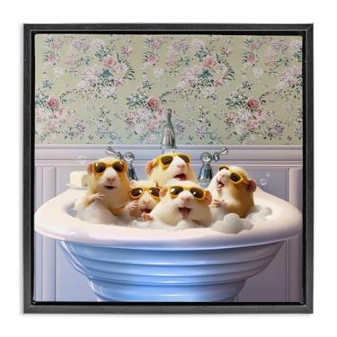 Imagem de Stupell Industries Design de arte de parede em tela flutuante com moldura preta para porquinhos-da-índia por Jim Baldwin, 18 x 18