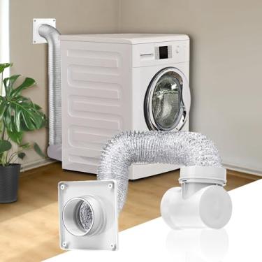 Imagem de Kit de conexão de secador, ventilação de secadora com economia de espaço, placa de parede de ventilação de secador, cotovelo de ventilação de secador de 90 graus, kit de conector de ventilação de