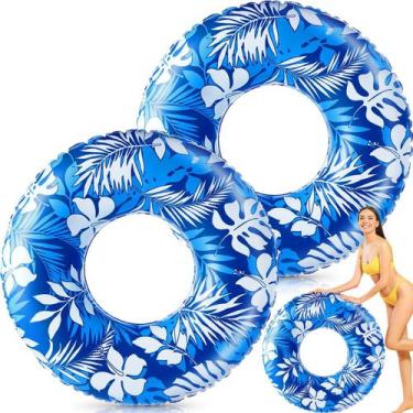 Imagem de Tubo flutuante de piscina Motionchic Jumbo 120 cm inflável azul branco