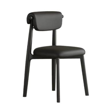 Imagem de Cadeira de jantar ergonômica com couro resistente a arranhões e enchimento de espuma de alta densidade (preto)