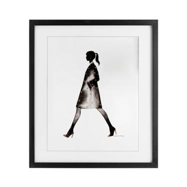 Imagem de Stupell Industries Silhueta de menina de casaco preto, impressão emoldurada sob vidro, design de Simone Elum, 40,6 x 33,5 cm