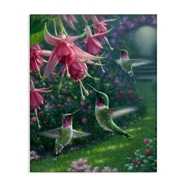 Imagem de Stupell Industries Design de arte de parede em tela de jardim de beija-flor por Collin Bogle, 76 x 61 cm