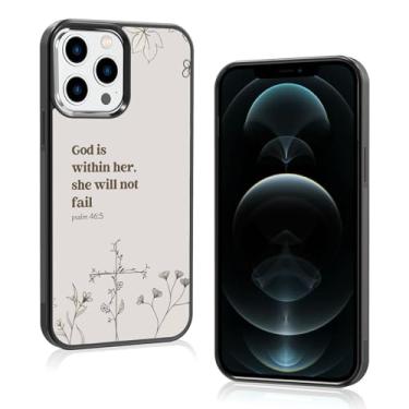 Imagem de Axulimin [God is Within Her She Will Not Fail Psalm] Bíblia cristã feminina preta capa de telefone para iPhone 12 Pro Max (6,7 polegadas)