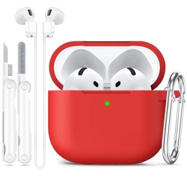 Imagem de Joremx Capa compatível com AirPods 4 2024 com kit de limpeza, capa protetora de silicone macio para Apple AirPods 4ª geração com corda antiperda para mulheres e homens, acessórios de capa para AirPod