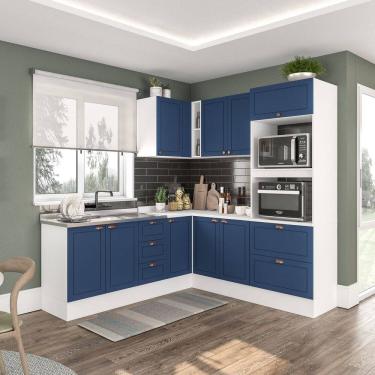 Imagem de Cozinha 6 Peças com Rodapé Pérola Yescasa Azul/Branco