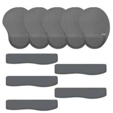 Imagem de Combo Ergonômico 05x Mousepad + Apoio Pulso P/ Teclado Ergonômico Cinza