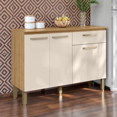 Imagem de Balcão de Cozinha Versalhes 3 Portas 1 Gaveta Freijó/Soft - Kits Paraná