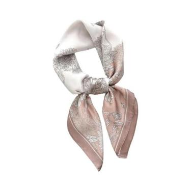 Imagem de Lenço Quadrado Feminino De Cetim Macio 70x70cm, Imitação De Seda, Moda