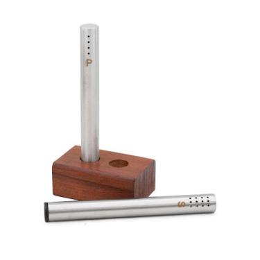 Imagem de Saleiro e pimenteiro Goumert em aço inox com base de madeira Wincy