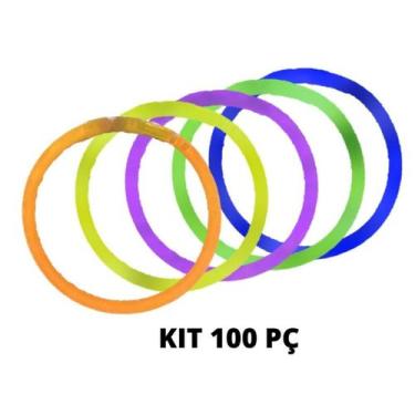 Imagem de Pulseiras tubo neon Kit com 100 peças - PartiuFesta
