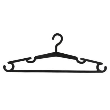 Imagem de Cabide Adulto Preto kit 20 Cabides Reforçado Organizar Roupas - TF Inj