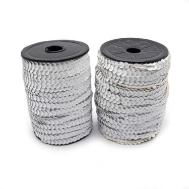 Imagem de Fio Trançado Lantejoula Branco 6mm 50m  140g - Macall