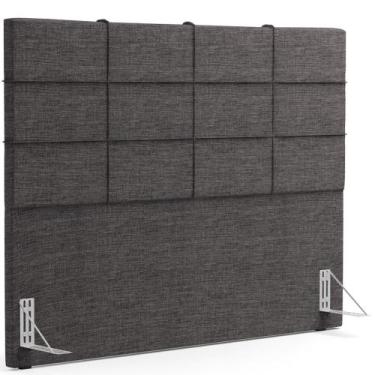 Imagem de Cabeceira Cama Box Casal 140 cm Roma W01 Linho Cinza Escuro - Lyam - L
