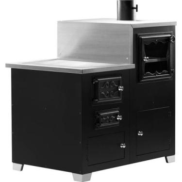 Imagem de Fogão a Lenha Alexandria Esquerdo Chapa Ferro Preto HMD