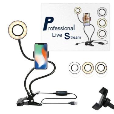 Imagem de Iluminador Ring Light Suporte Articulado De Mesa Live Stream Para Celu