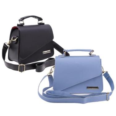 Imagem de Kit bolsa feminina pequena alça tarnsversal - ZBOLSA, Preto, Azul