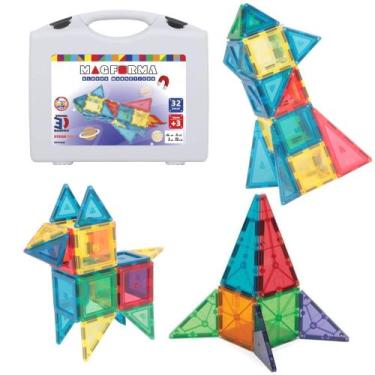 Imagem de Brinquedo Educativo Magnético Magforma Maleta 32 Peças STEAM