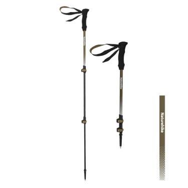 Imagem de Naturehike 1 vara de trekking de fibra de carbono 3K dobrável e telescópica 3 seções ultraleve para mulheres e homens, mastro de caminhada, viagem, mochilão, acampamento (marrom terra/120 cm)