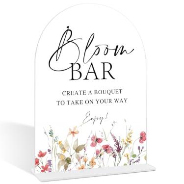 Imagem de Placa de bar de flor, placa de arco de acrílico estilo flor com base, suprimentos de barra de flores, decoração de chá de panela, decorações de recepção de casamento, centros de mesa de chá de panela