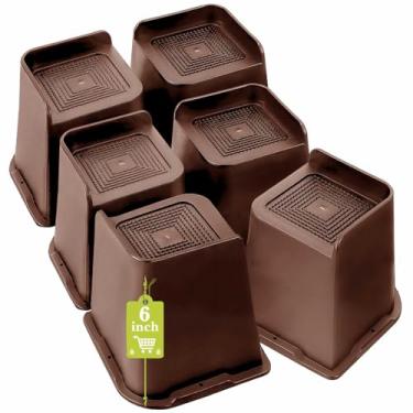 Imagem de Elevadores de cama 2.5 cm, 5.1 cm, 7.6 cm, 10.2 cm, 15.2 cm, 20.3 cm, 20.3 cm Resistente, Elevação de Móveis Grandes para Sofá Sofá Mesa Cadeira Perna Dormitório, Suporta até 2,721 kg (Pacote com 6