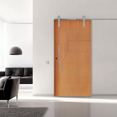 Imagem de Porta Correr 12 Trilho Soft Aparente Puxador Tubo 80cm 82cm X 210cm Direito Belíssima Rodam