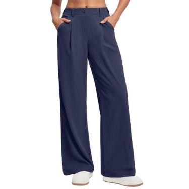 Imagem de Calças Ewedoos Wide Leg Waffle Work para mulheres em azul royal