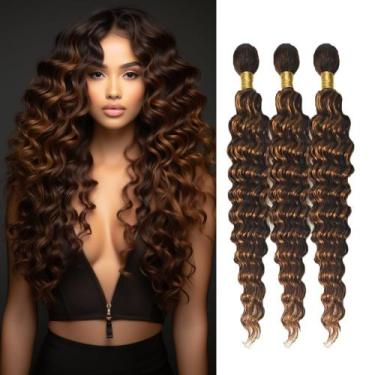 Imagem de Pacotes de cabelo humano Ombre Brown Highlight Loose Deep Wave P4/30 D
