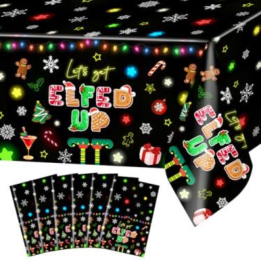Imagem de Avezano 6 pcs Christmas Tablecloth Disposable Let's Get Elfed Up Table Cloth 108x54 inch Plastic Rectangular Christmas Party Table Cover