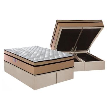 Imagem de Cama Box Baú Queen: Colchão Espuma D45 Plumatex Plumatex Selectus 24 + Base Universal Suede Clean Crc (158x198)