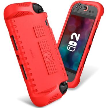 Imagem de Fintie Ultralight Case Compatible with Nintendo Switch 2 (2025) with Game Card Slots - [Shockproof] Lightweight Protective Cover with Ergonomic Grip, Kids Friendly Grip Case (Red)