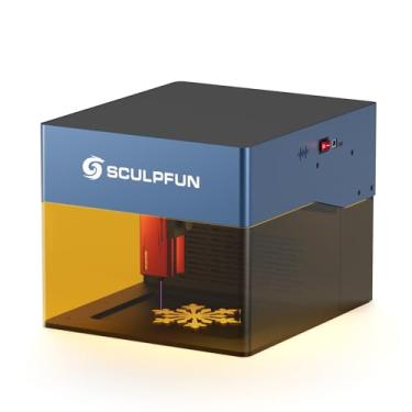 Imagem de SCULPFUN iCube Pro 5W Mini Gravador a Laser, Máquina de Gravação e Corte a Laser com Alarme de Temperatura e Filtro de Fumaça, Gravador a Laser Portátil para Madeira, Metal e Acrílico, 130 x 130 mm