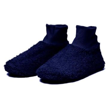 Imagem de Meia Polar Peluciada Super Quentinha Pantufa Sem Solinha para Dormi Fofinha (Azul Marinho, BR, Adulto, Faixa Numérico, M, 35, 36)