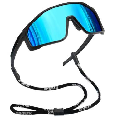 Imagem de Joopin Óculos de Sol Esportivo Masculino Feminino Oculos Polarizados Envolventes para Ciclismo com Proteção UV400 Armação TR90 Lente Espelhado Azul